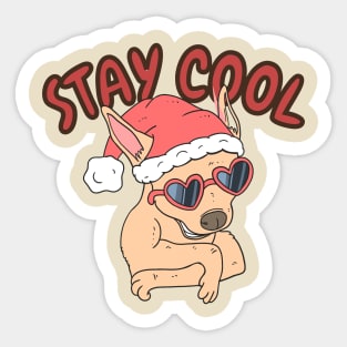 Christmas Dog With Glasses Sticker